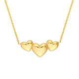 14K Gold Tri Heart Cable Necklace