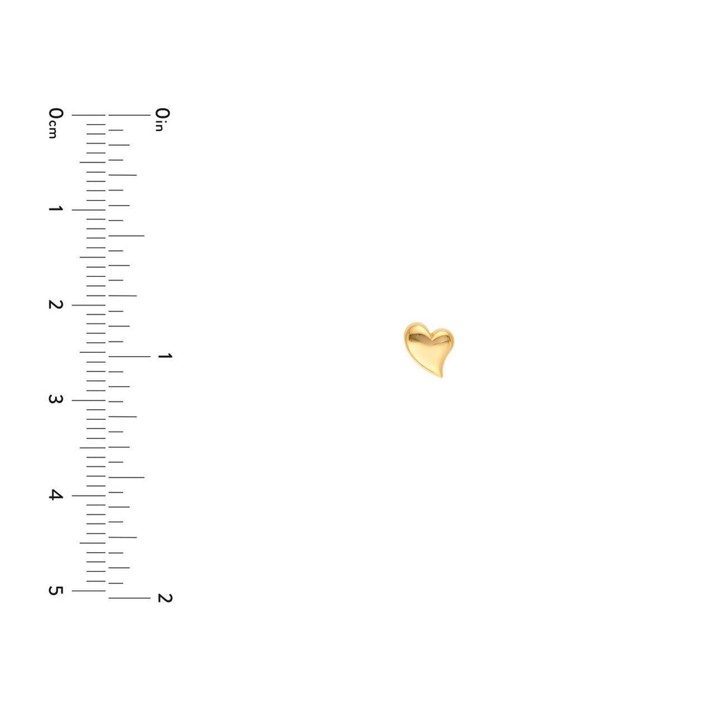 14K Gold Wavy Heart Stud Earrings