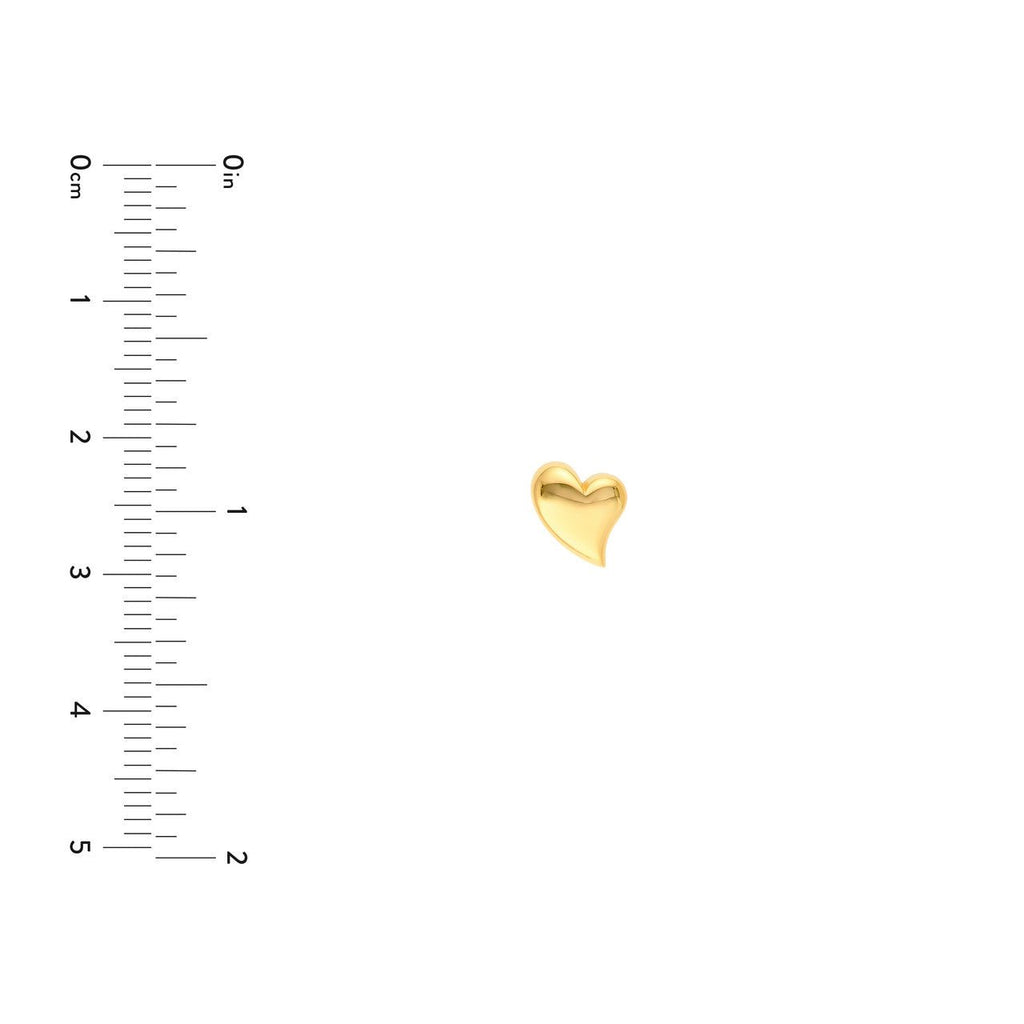 14K Gold Large Wavy Heart Stud Earrings