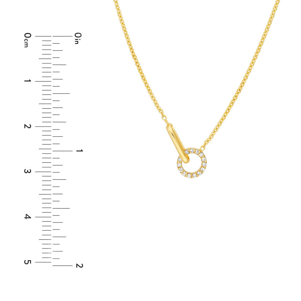14K Gold Diamond Round Linked Oval Necklace