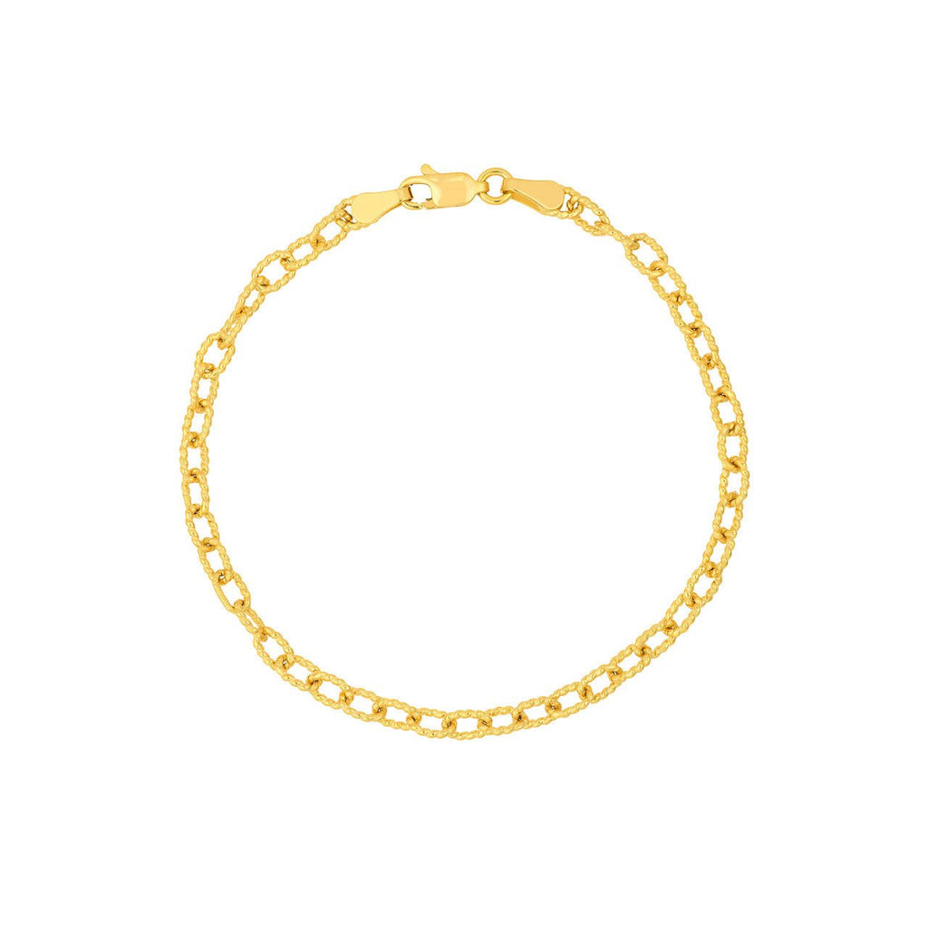 14K Gold Twisted Forzentina Chain Bracelet