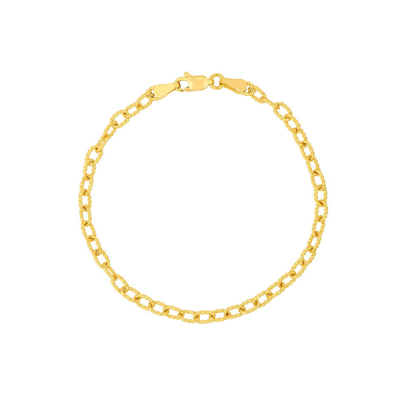 14K Gold Twisted Forzentina Chain Bracelet