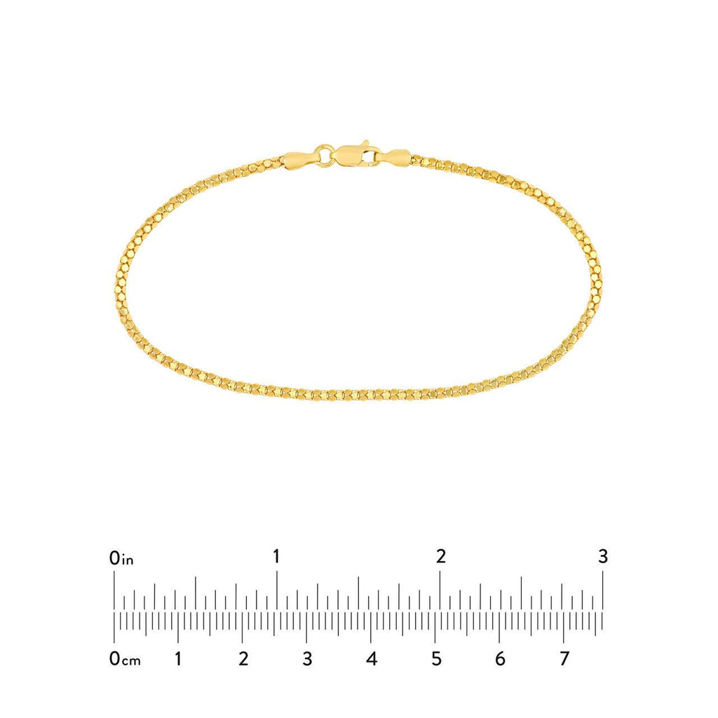 14K Gold 1.85MM Mirror Popcorn Chain Bracelet