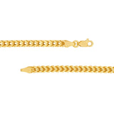 14K Gold 3.40MM Hollow Square Franco Chain Bracelet