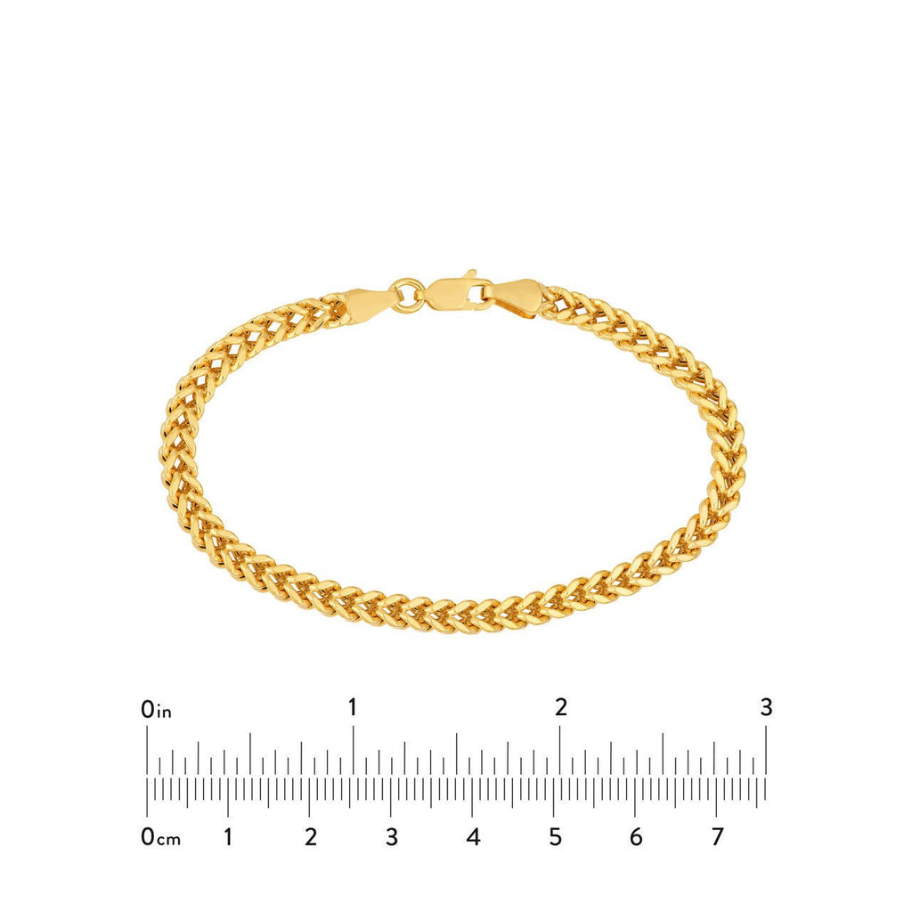 14K Gold 3.40MM Hollow Square Franco Chain Bracelet