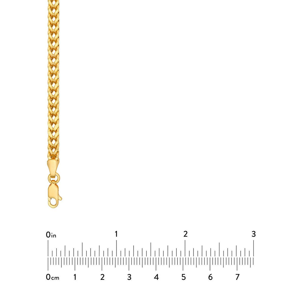 14K Gold 3.40MM Hollow Square Franco Chain Necklace
