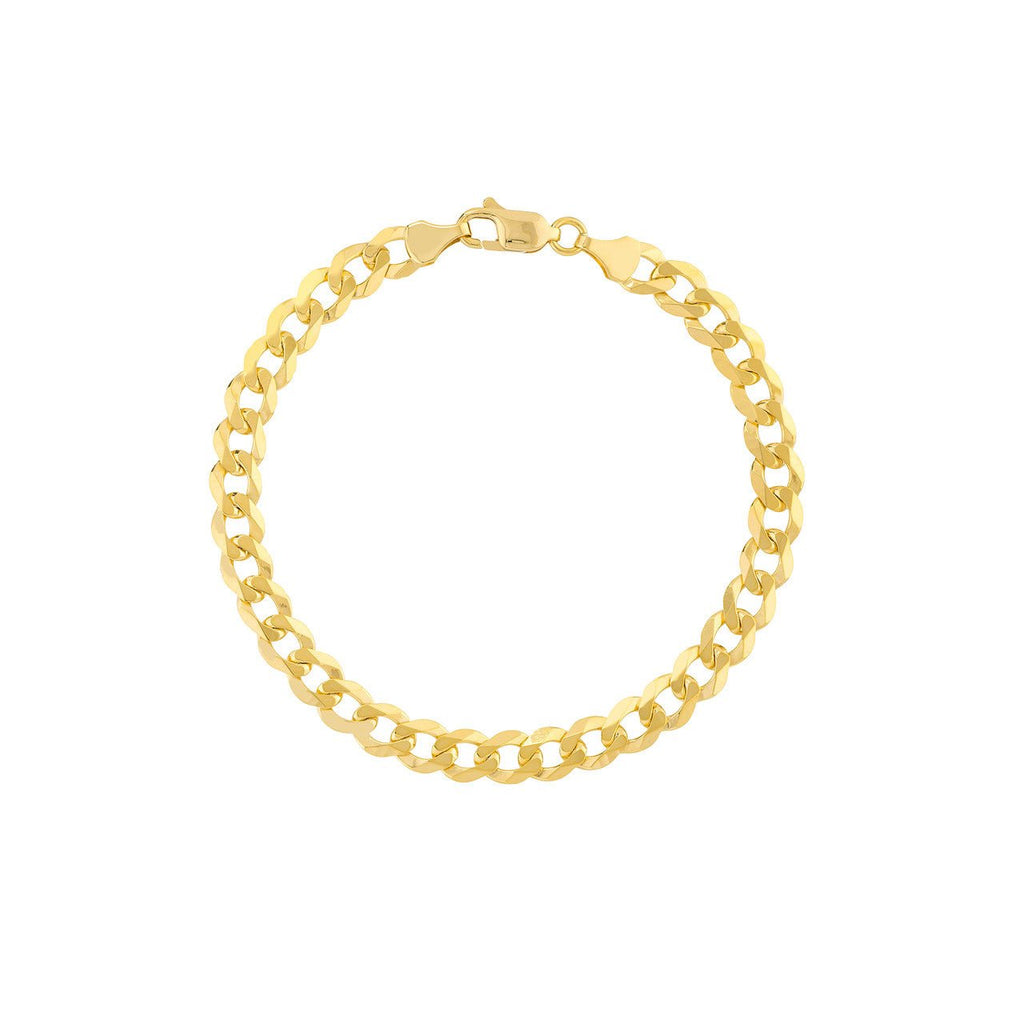 14K Gold 7MM Flat Open Cuban Chain Bracelet