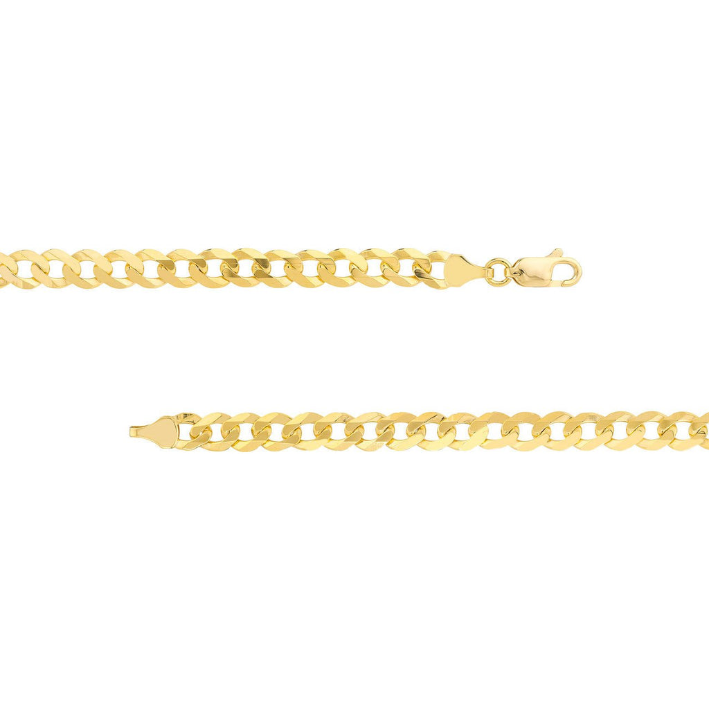 14K Gold 7MM Flat Open Cuban Chain Bracelet