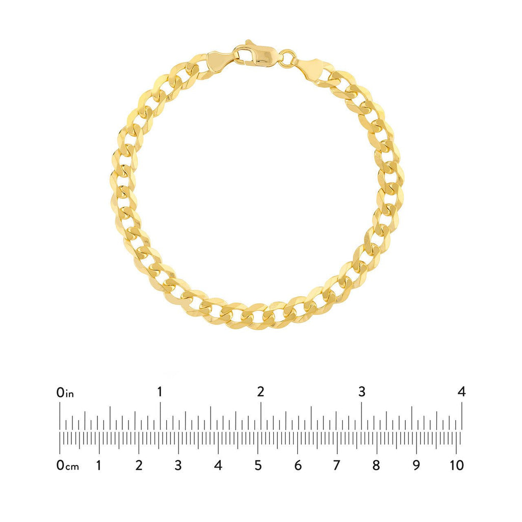 14K Gold 7MM Flat Open Cuban Chain Bracelet