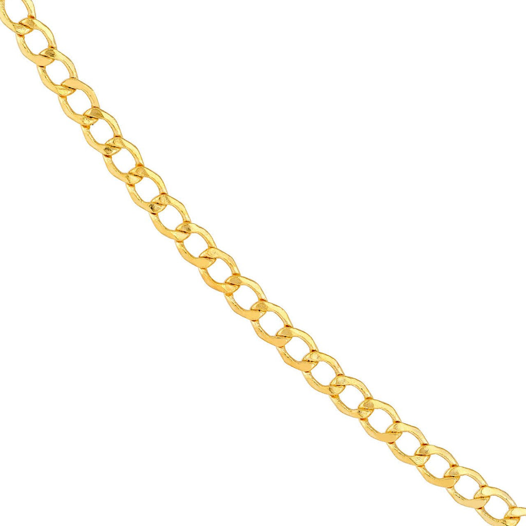 14K Gold 2.25MM Hollow Curb Chain Necklace