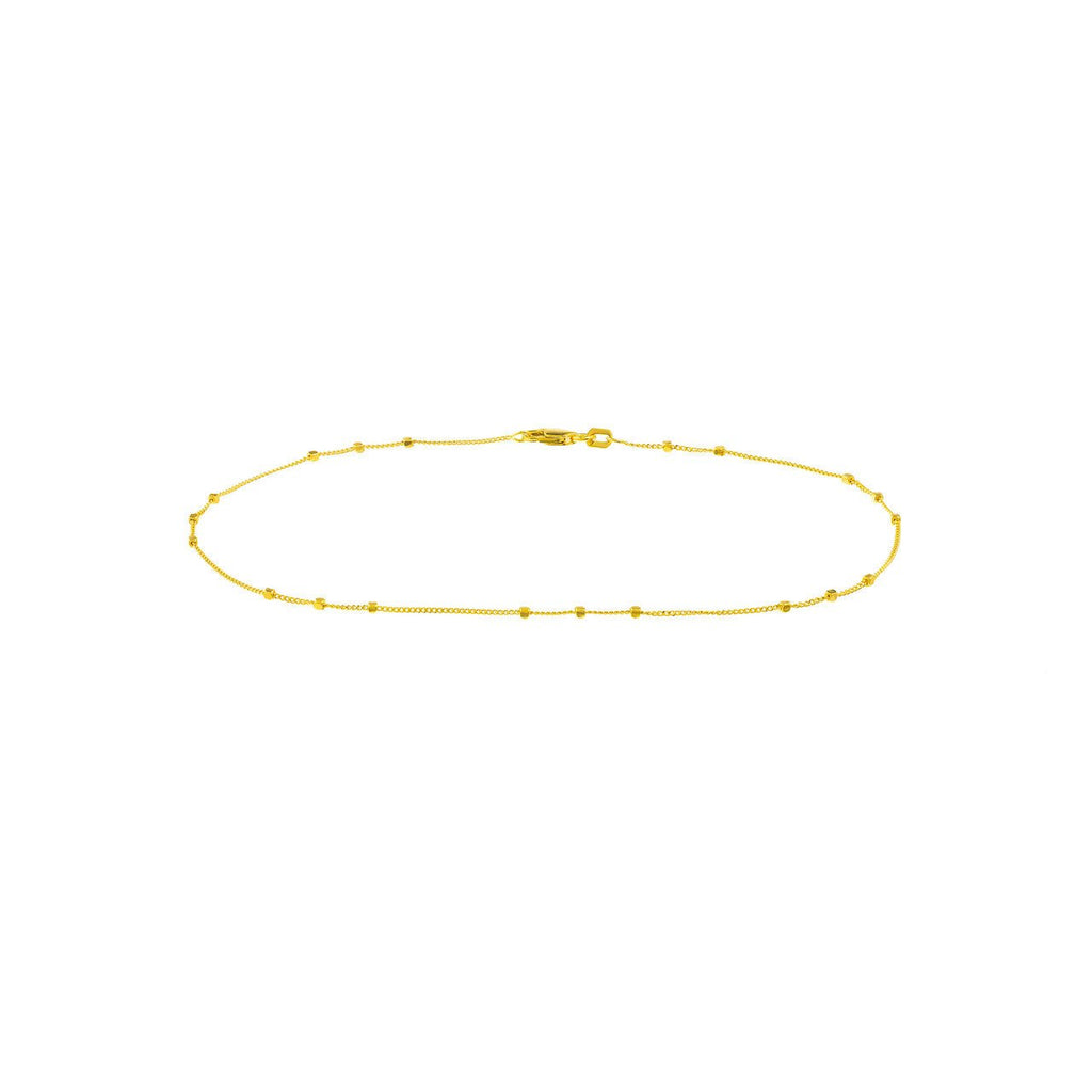 14K Gold Triple Bead Saturn Chain Anklet