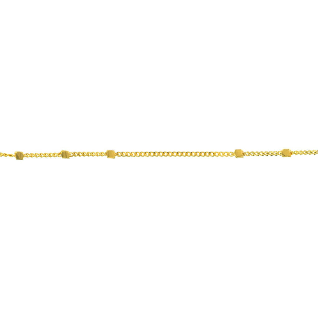 14K Gold Triple Bead Saturn Chain Anklet