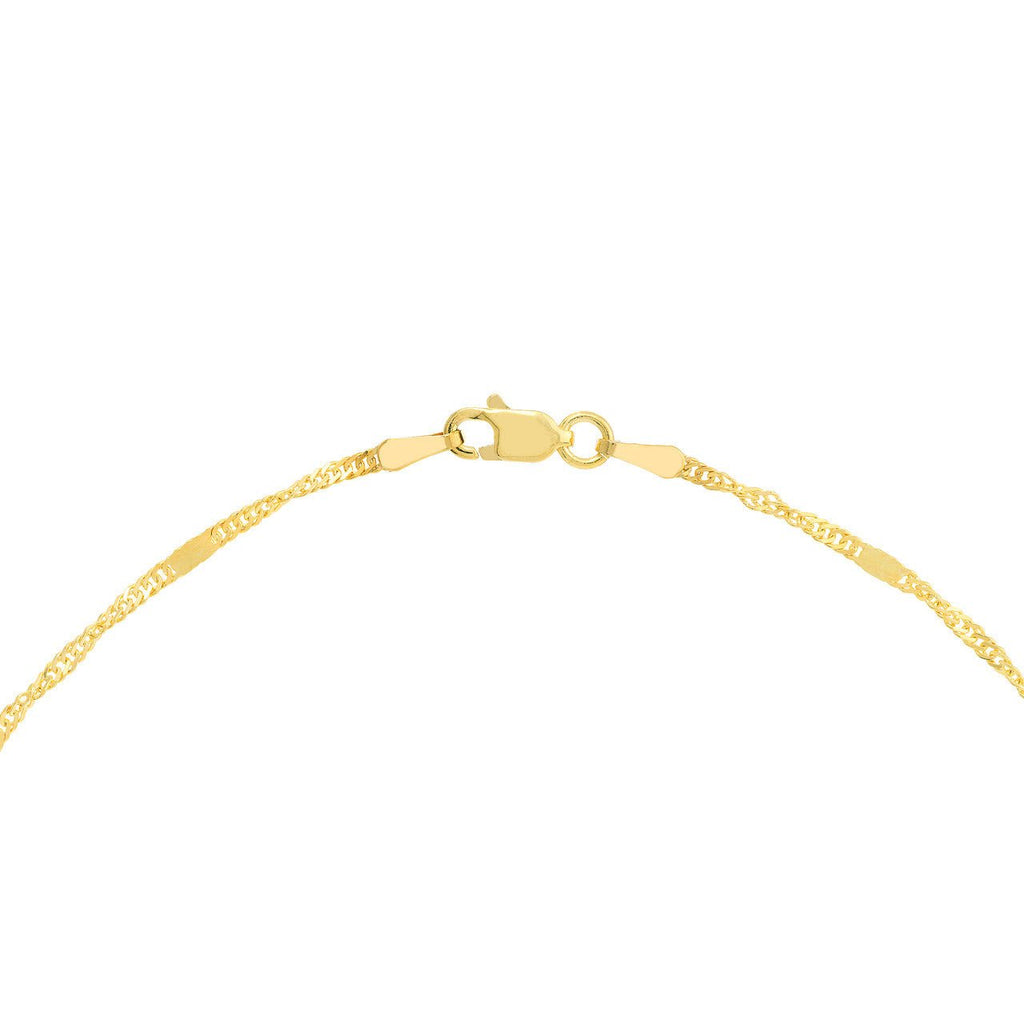 14K Gold Singapore Flat Saturn Chain Anklet