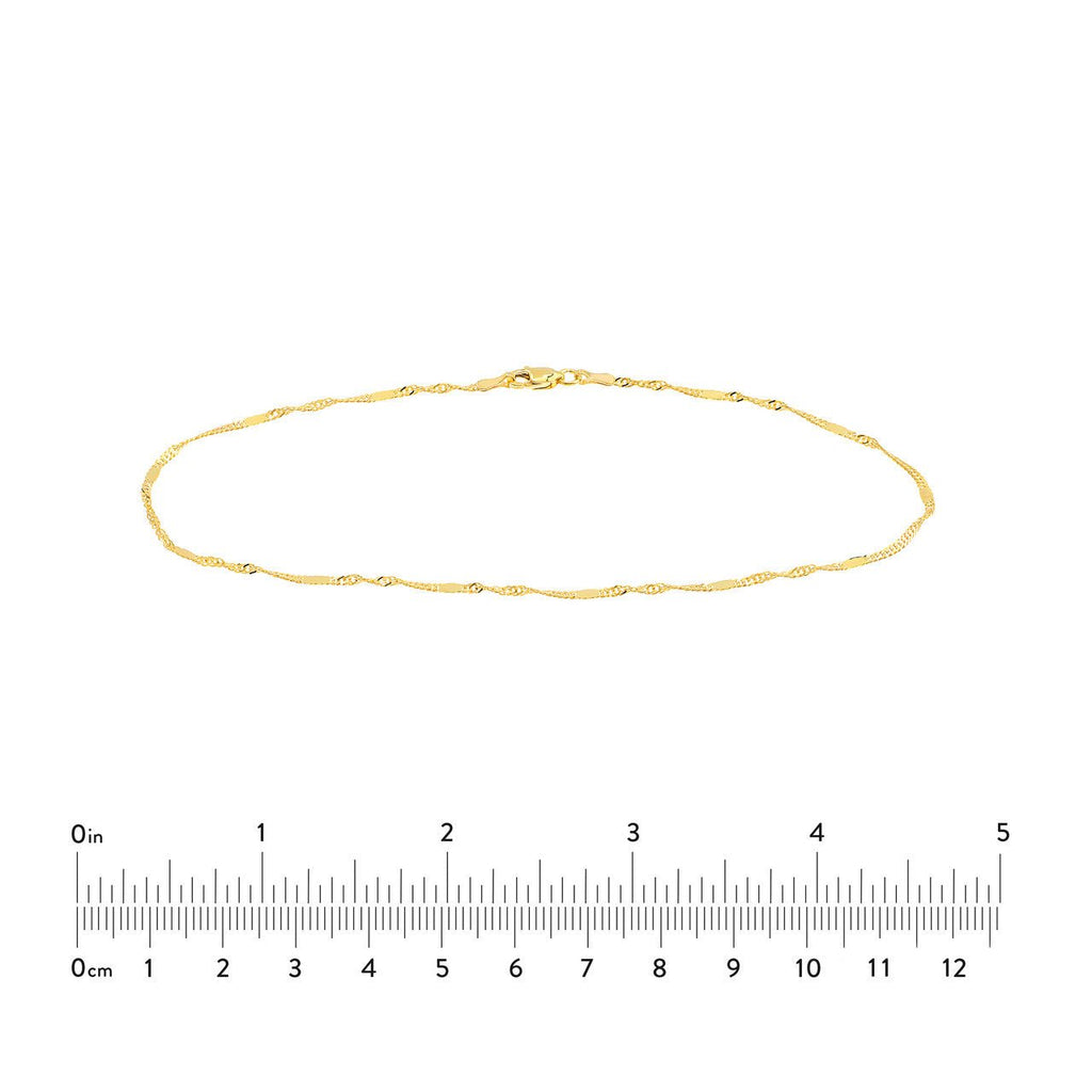 14K Gold Singapore Flat Saturn Chain Anklet