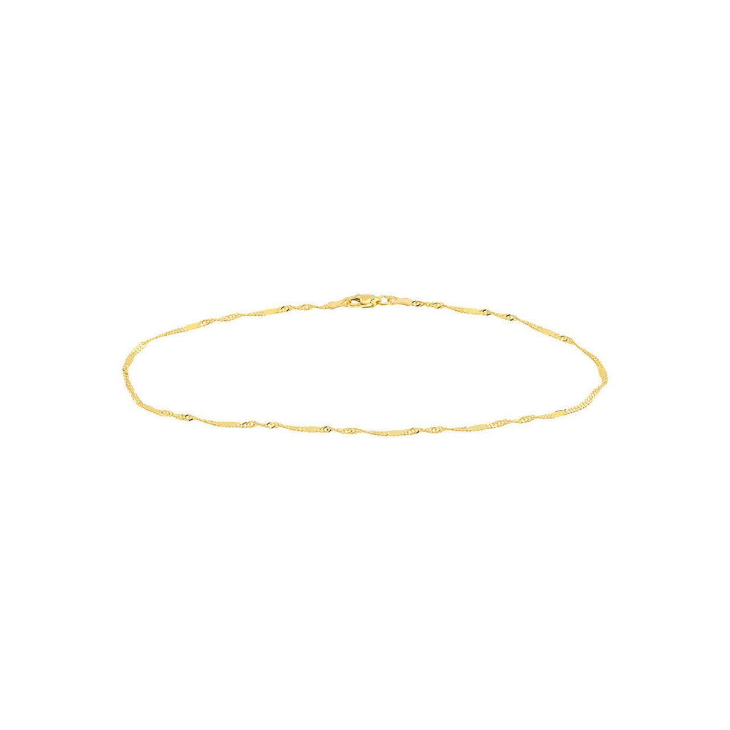 14K Gold Singapore Flat Saturn Chain Anklet