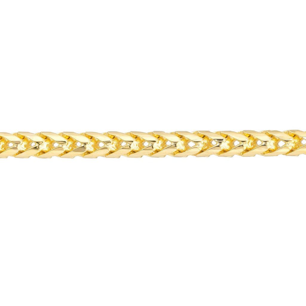 14K Gold Round Diamond Cut Franco Chain Bracelet