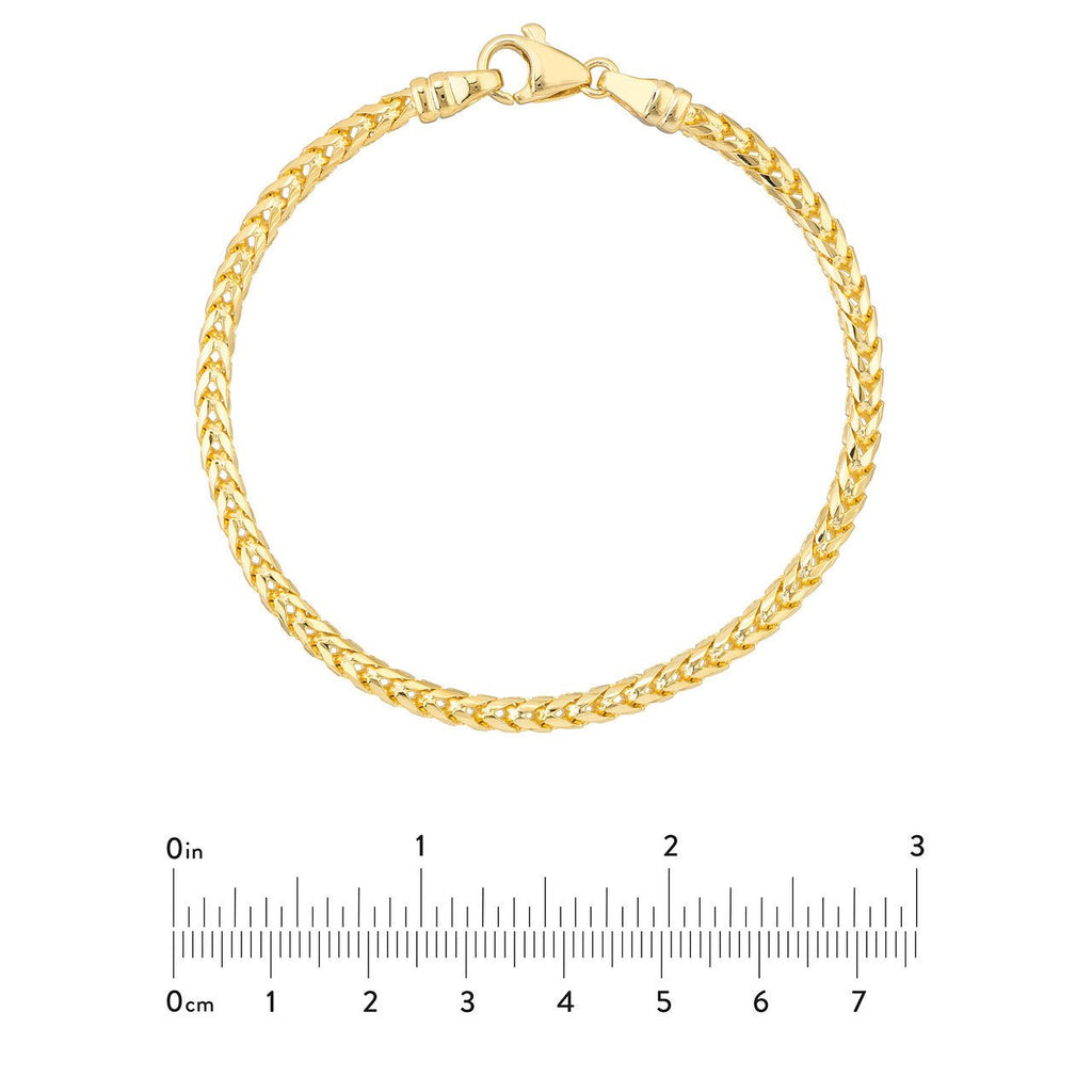 14K Gold Round Diamond Cut Franco Chain Bracelet