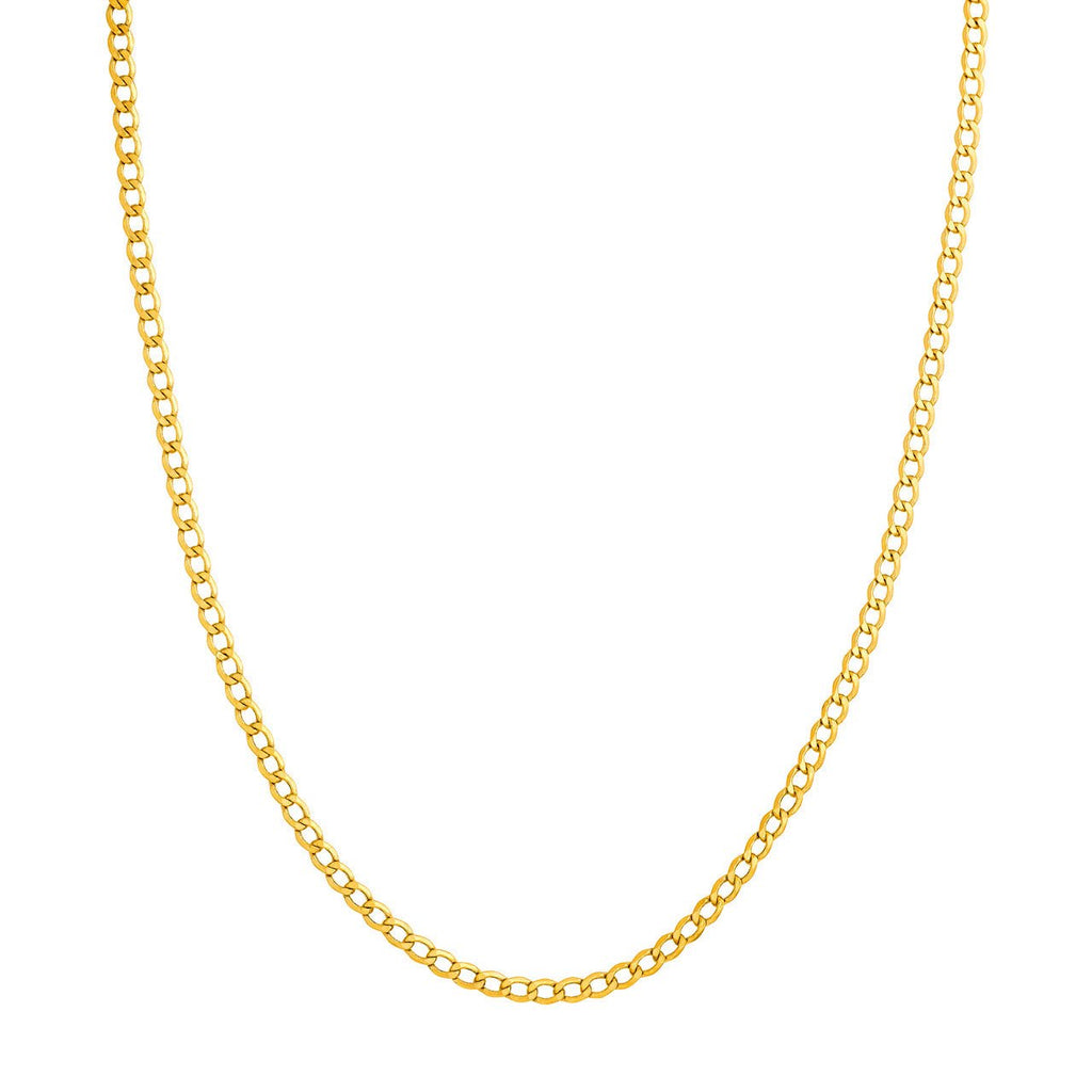 14K Gold 3.70MM Hollow Diamond Cut Curb Chain Necklace