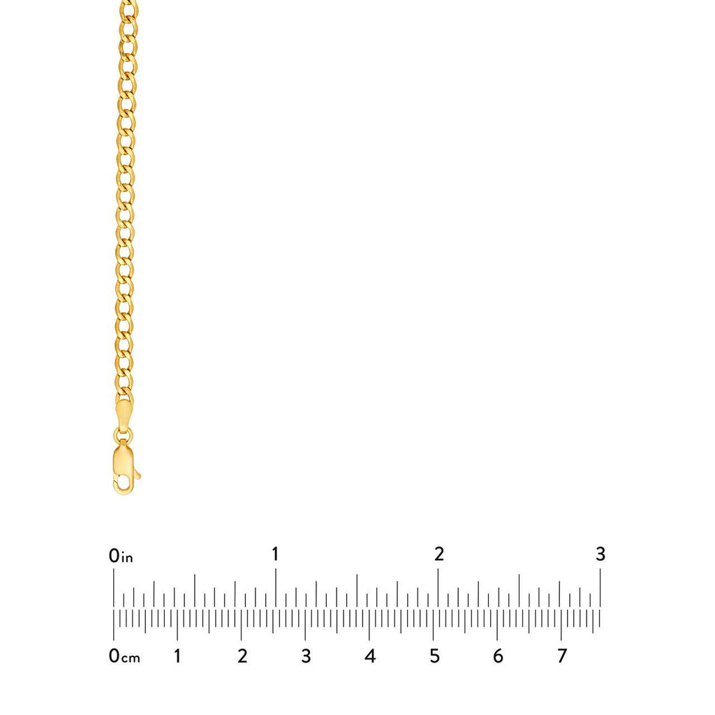 14K Gold 3.70MM Hollow Diamond Cut Curb Chain Necklace
