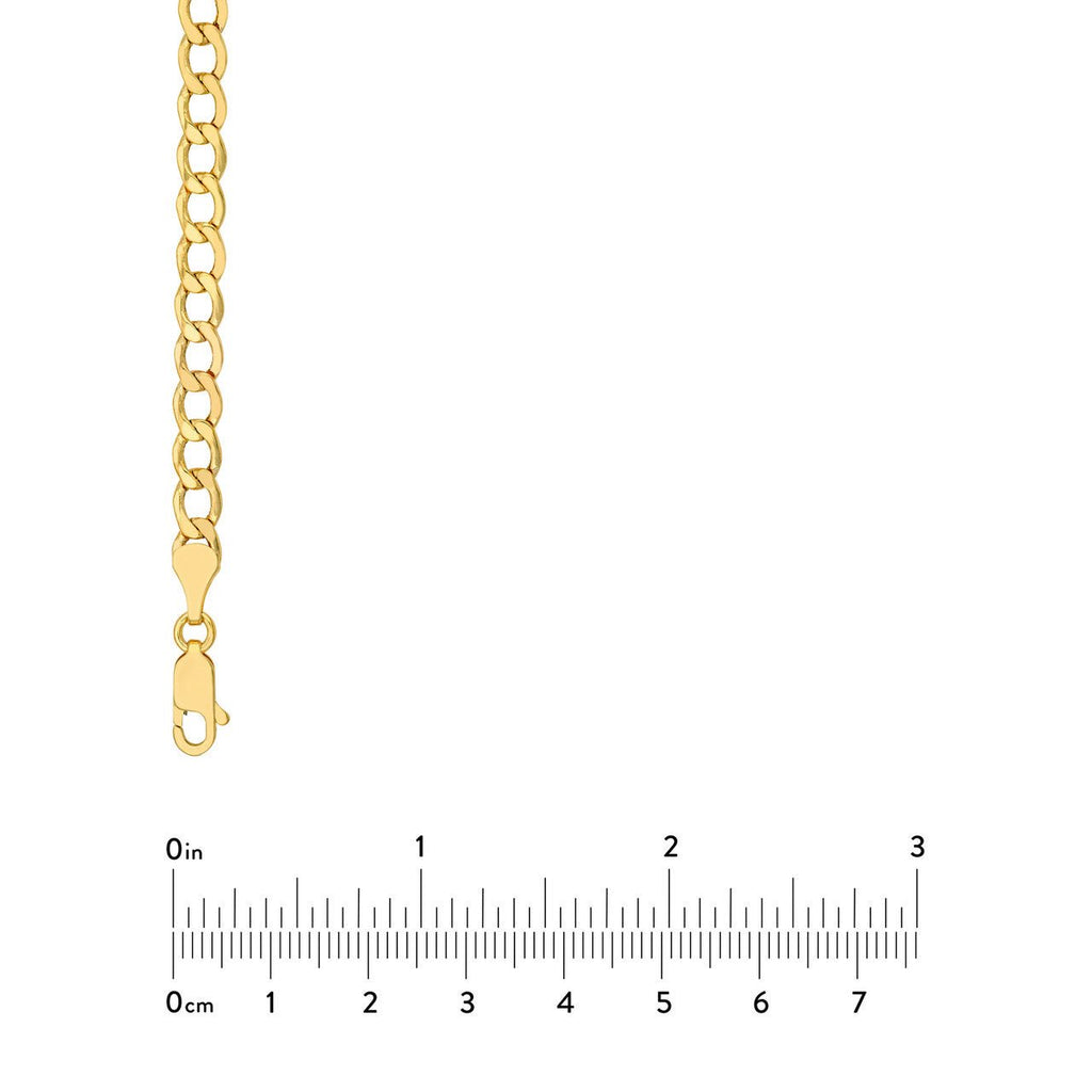 14K Gold 5.20MM Hollow Diamond Cut Curb Chain Necklace