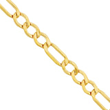 14K Gold 3.60MM Hollow Diamond Cut Figaro Chain Bracelet