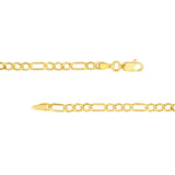 14K Gold 3.60MM Hollow Diamond Cut Figaro Chain Bracelet