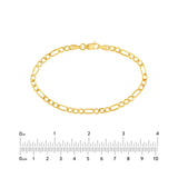 14K Gold 3.60MM Hollow Diamond Cut Figaro Chain Bracelet