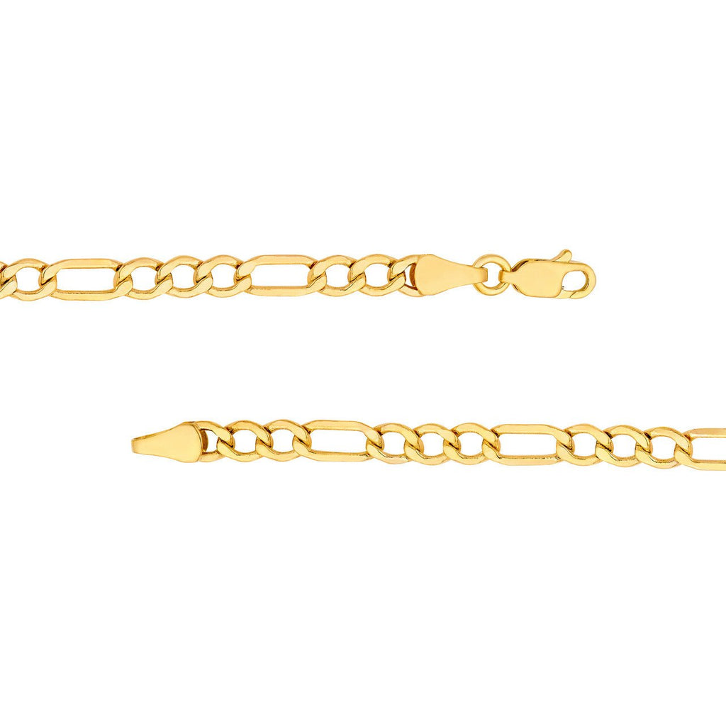 14K Gold 4.40MM Hollow Figaro Chain Bracelet