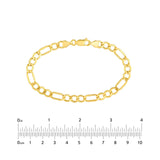14K Gold 6.40MM Hollow Diamond Cut Figaro Chain Bracelet