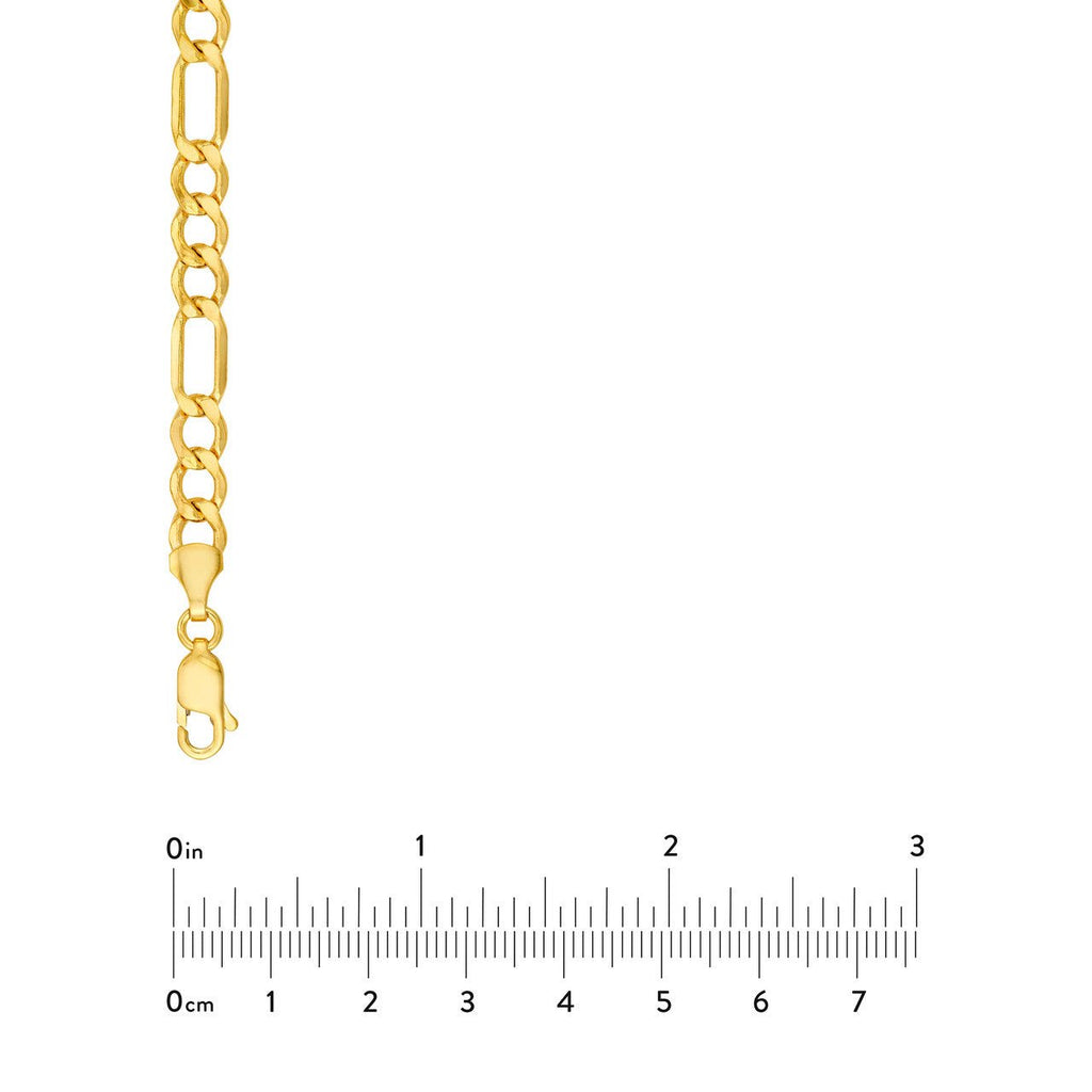 14K Gold 6.40MM Hollow Diamond Cut Figaro Chain Necklace