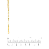 14K Gold 2.45MM Hollow Beveled Figaro Chain Necklace