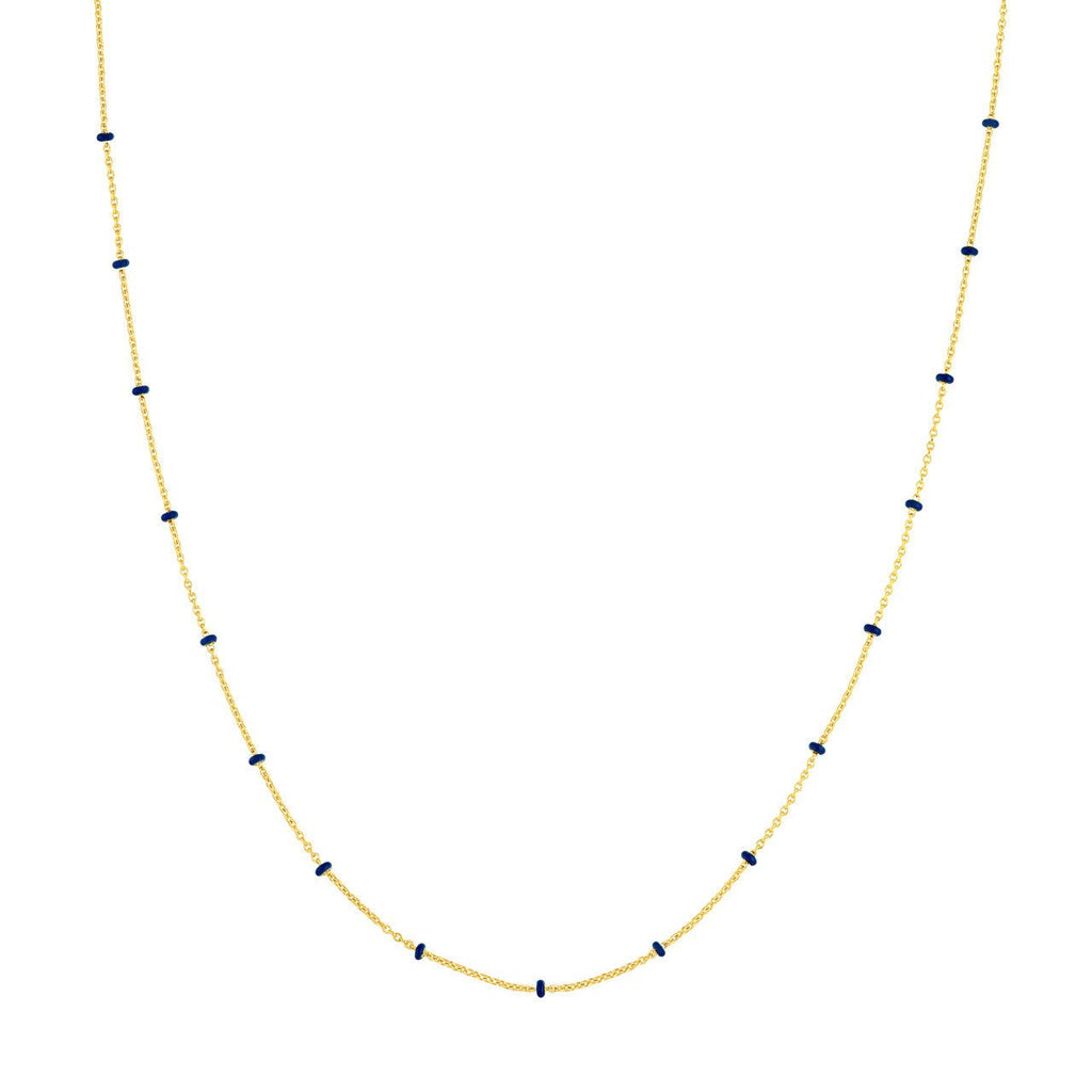 14K Gold Colored Enamel Bead Saturn Chain Necklace
