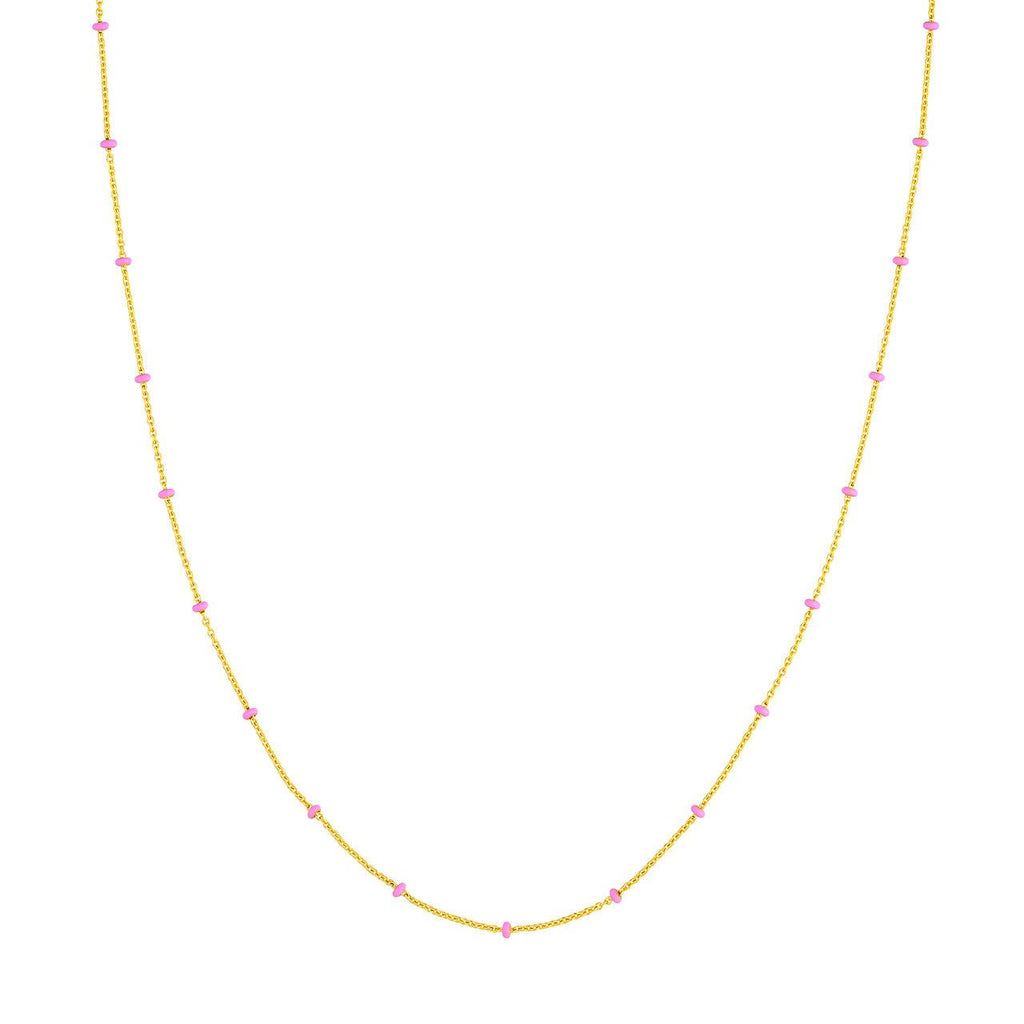 14K Gold Colored Enamel Bead Saturn Chain Necklace