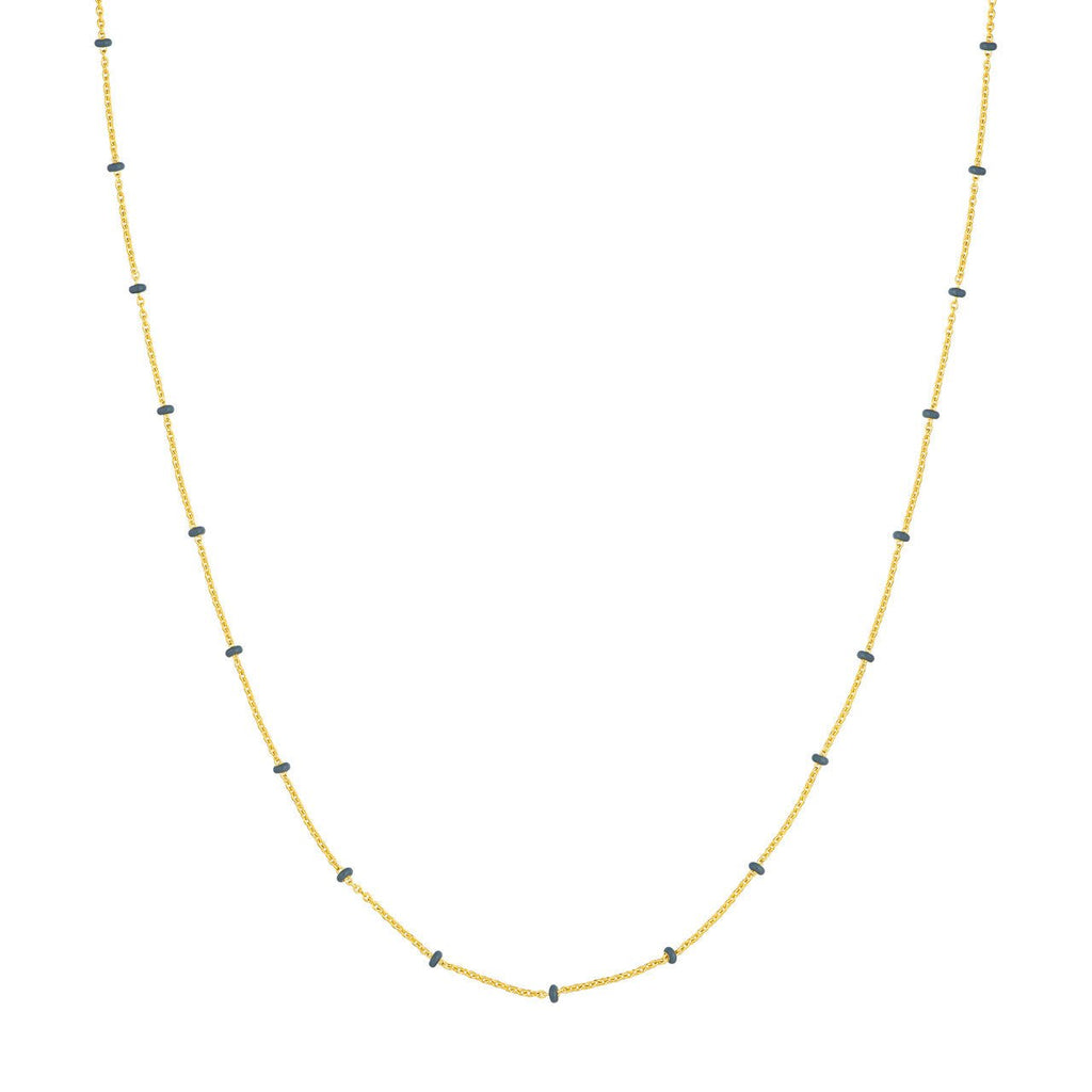 14K Gold Colored Enamel Bead Saturn Chain Necklace