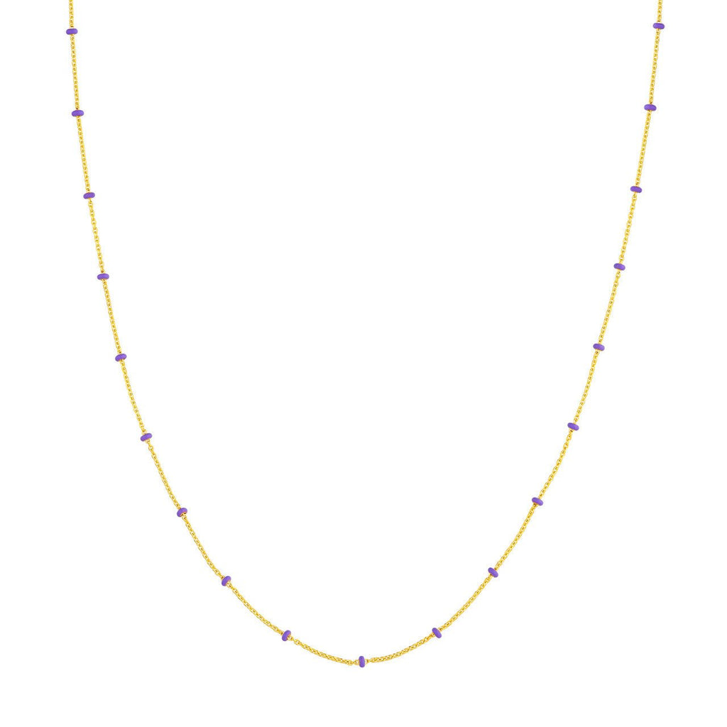 14K Gold Colored Enamel Bead Saturn Chain Necklace