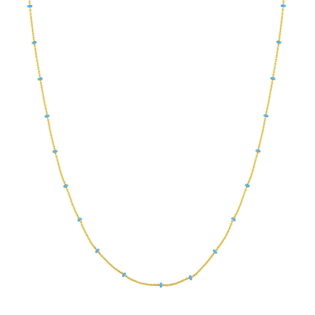14K Gold Colored Enamel Bead Saturn Chain Necklace