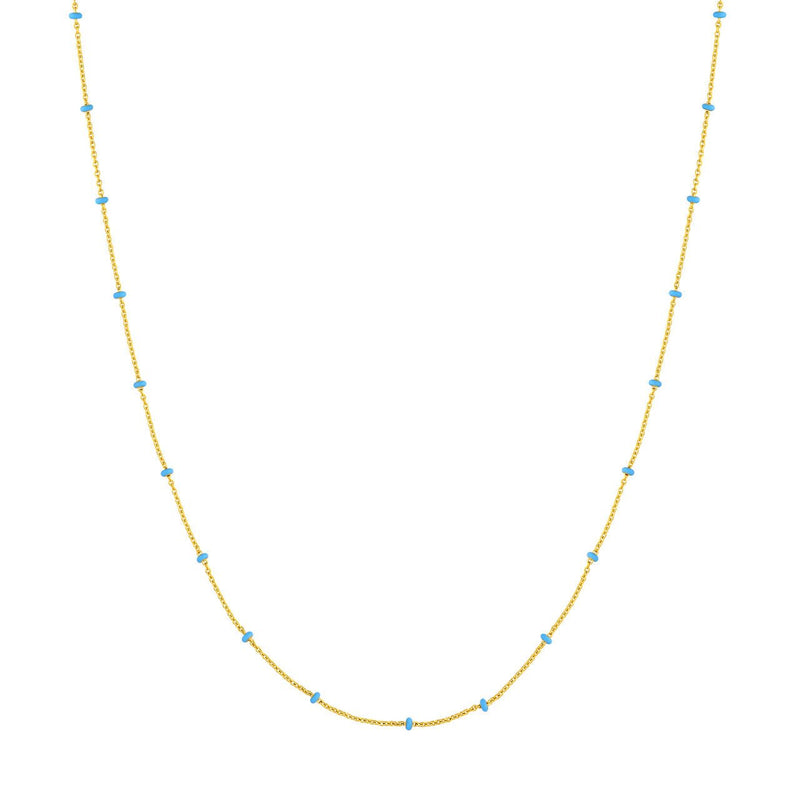 14K Gold Colored Enamel Bead Saturn Chain Necklace