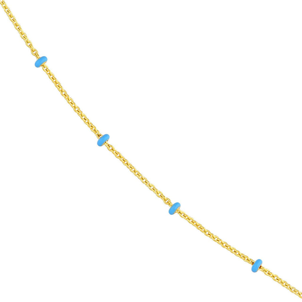 14K Gold Colored Enamel Bead Saturn Chain Necklace