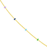 14K Gold Multi Color Enamel Bead Saturn Chain Necklace