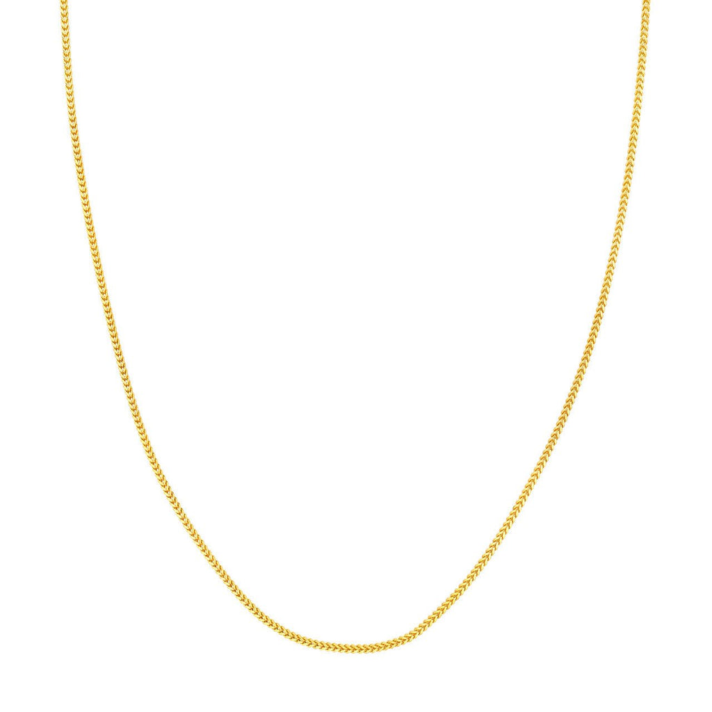 14K Gold 1.5MM Hollow Square Franco Chain Necklace