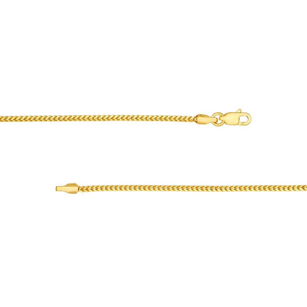 14K Gold 1.5MM Hollow Square Franco Chain Necklace