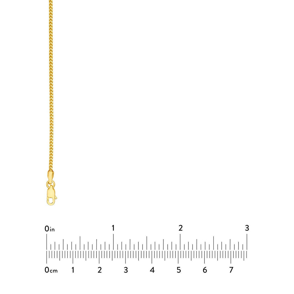 14K Gold 1.5MM Hollow Square Franco Chain Necklace