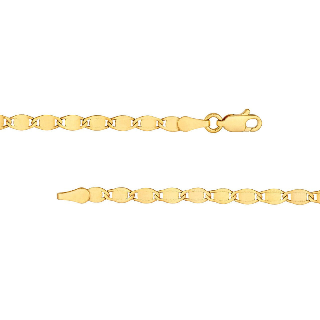 14K Gold 3.35MM Diamond Cut Valentino Chain Bracelet