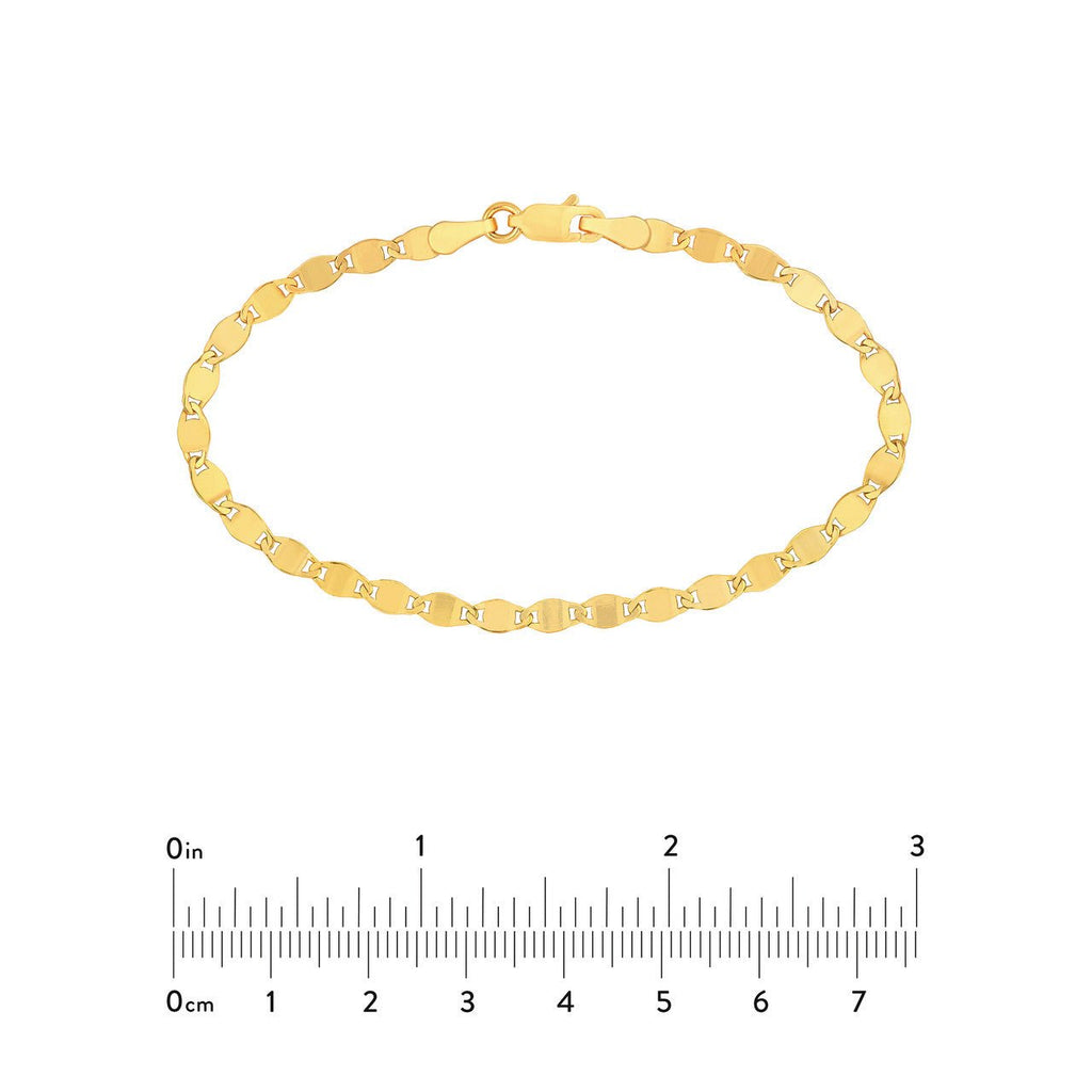 14K Gold 3.35MM Diamond Cut Valentino Chain Bracelet