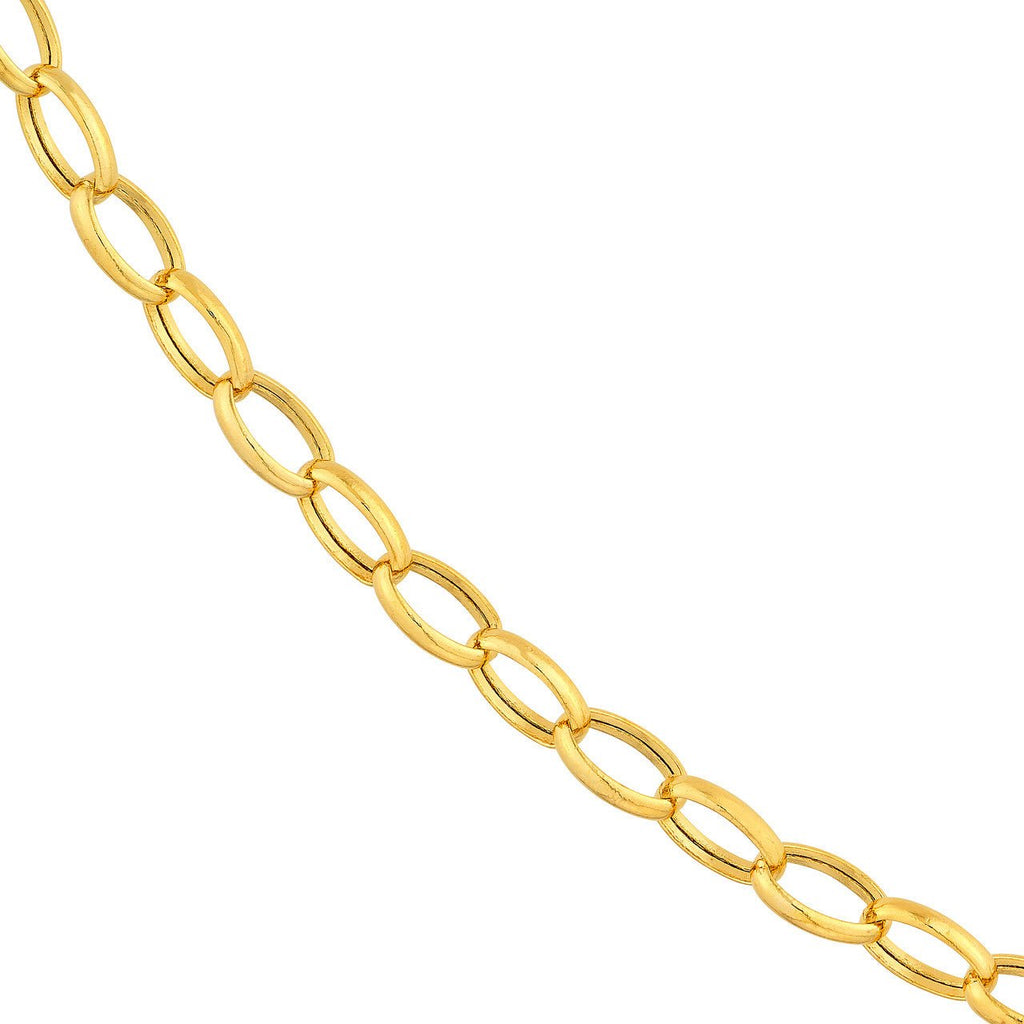 14K Gold 3.50MM Hollow Oval Rolo Chain Necklace