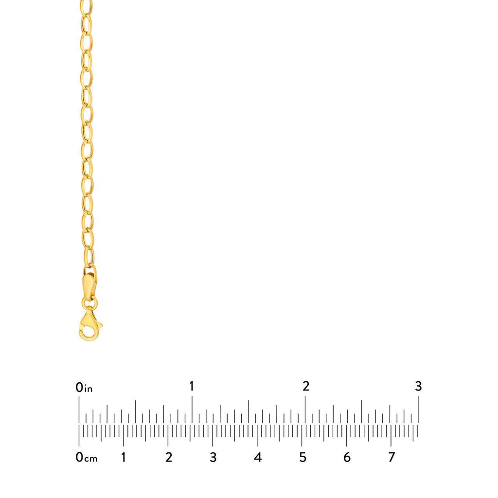 14K Gold 3.50MM Hollow Oval Rolo Chain Necklace