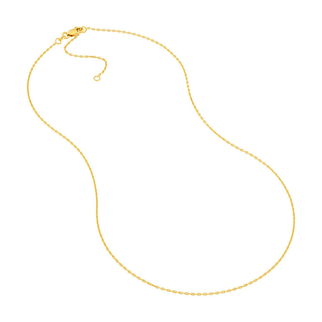 14K Gold 1.05MM Diamond Cut Anchor Chain Necklace