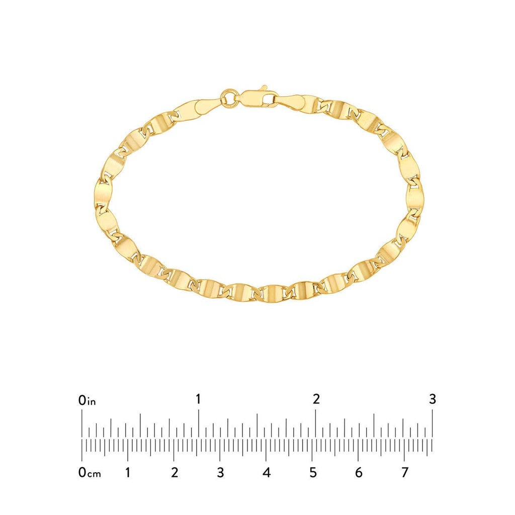 14K Gold 4.20MM Diamond Cut Valentino Chain Bracelet