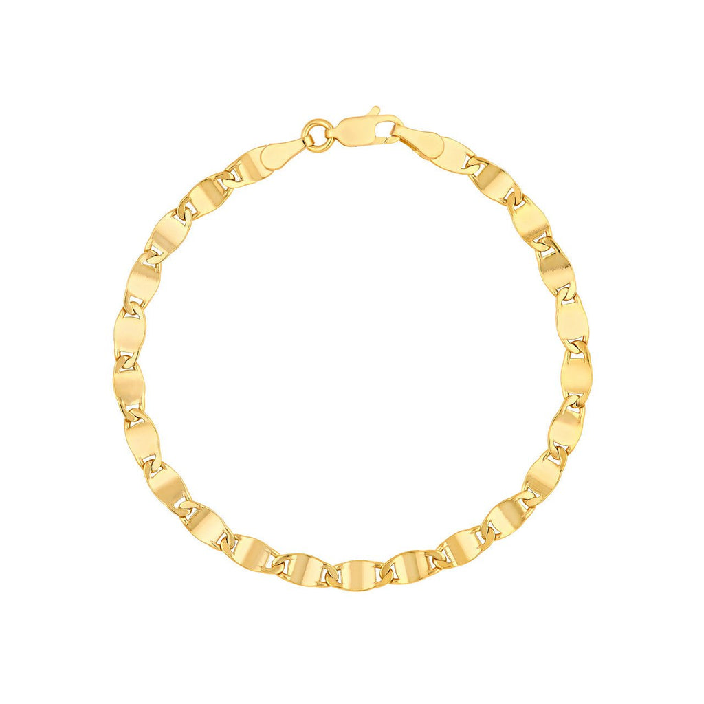 14K Gold 4.20MM Diamond Cut Valentino Chain Bracelet