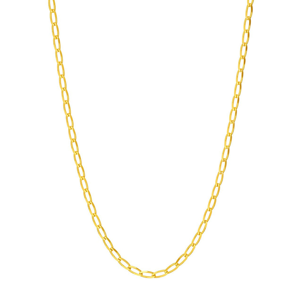 14K Gold 2.25MM Long Link Curb Chain Necklace